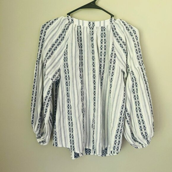 Velvet by Graham & Spencer Brandi Printed Peasant Blouse in Ocean Blue SZ M - Picture 7 of 7